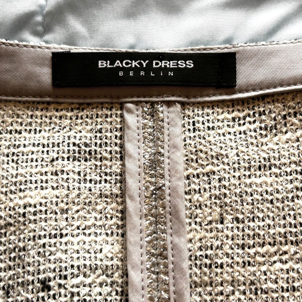 Blacky Dress Berlin Silver Tweed Moto Jacket Asymmetric Zipper Size US8 CAN10 - Picture 3 of 14